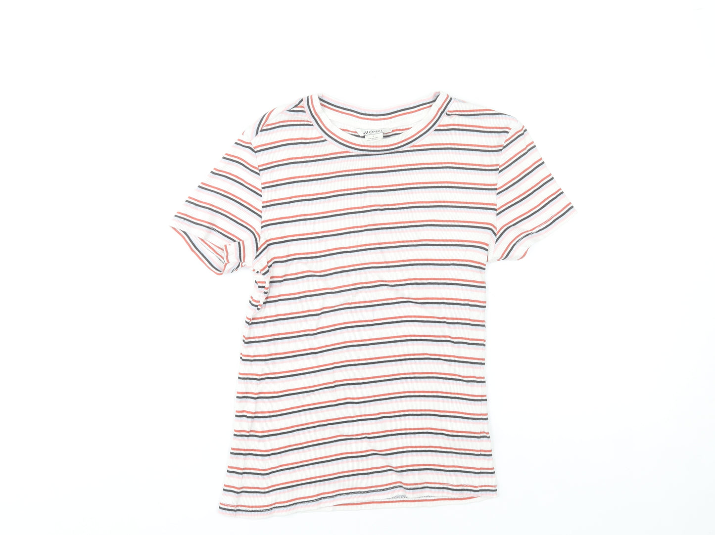 Monki Women's Multicoloured Striped Cotton T-Shirt Size S