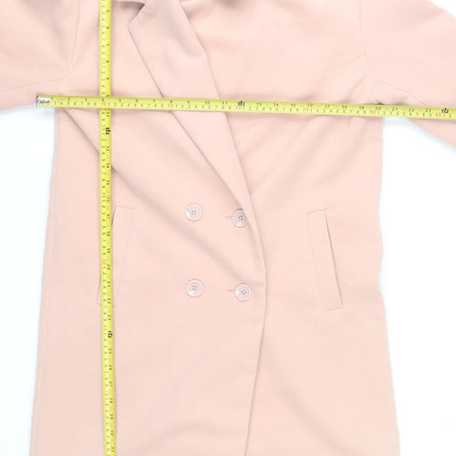 Threadbare Women’s Pink Long Overcoat Size 10 Classic Lined Buttoned Polyester Blend