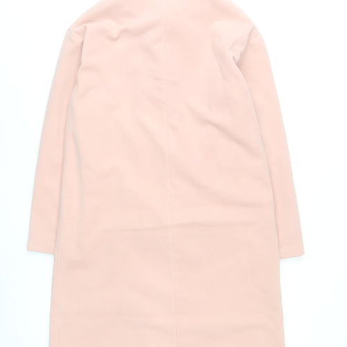 Threadbare Women’s Pink Long Overcoat Size 10 Classic Lined Buttoned Polyester Blend