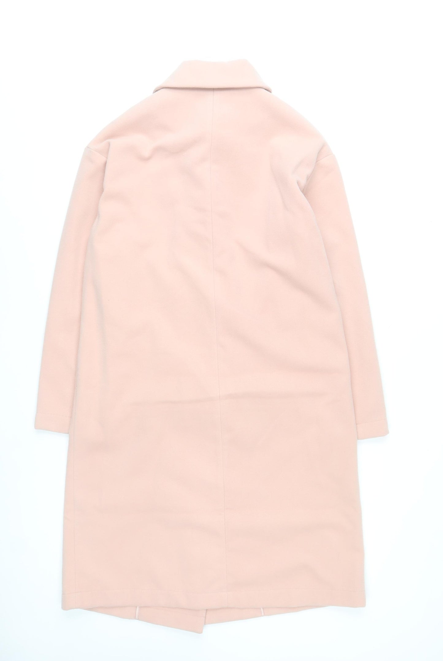 Threadbare Women’s Pink Long Overcoat Size 10 Classic Lined Buttoned Polyester Blend