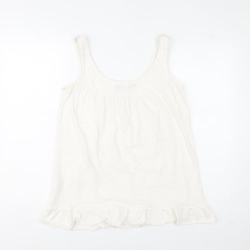 River Island Womens Ivory Camisole Tank Top Size 12 Cotton Ruffle