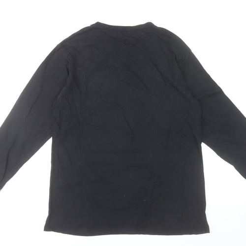 Zara Women Black Long Sleeve Cotton Jersey T-Shirt Size 14