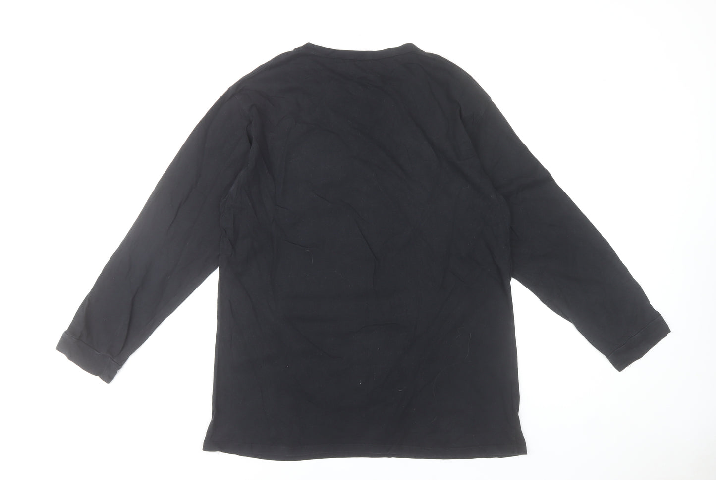 Zara Women Black Long Sleeve Cotton Jersey T-Shirt Size 14