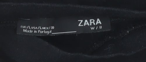 Zara Women Black Long Sleeve Cotton Jersey T-Shirt Size 14