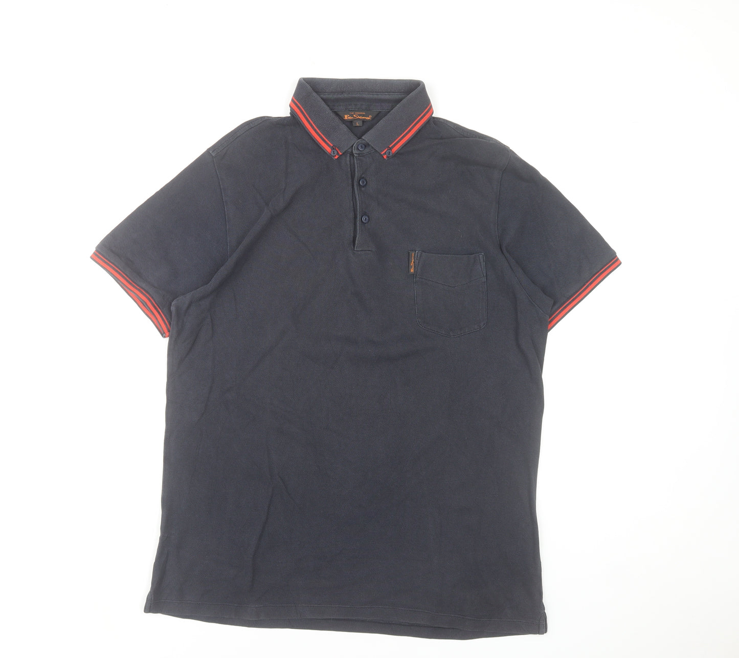Ben Sherman Men's Blue Polo Shirt L Regular Fit Cotton