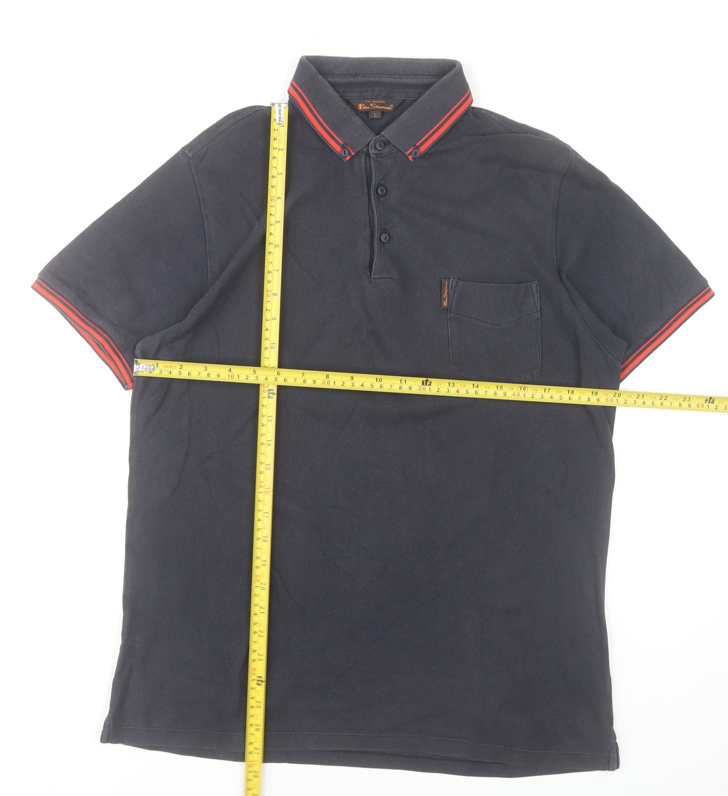 Ben Sherman Men's Blue Polo Shirt L Regular Fit Cotton
