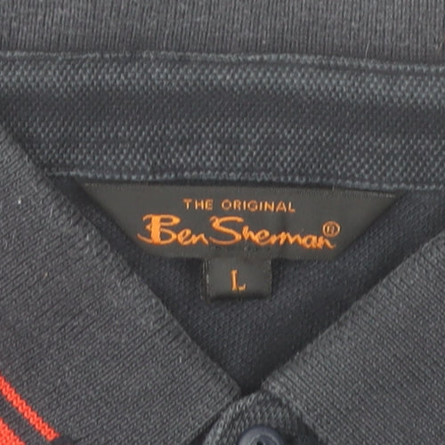 Ben Sherman Men's Blue Polo Shirt L Regular Fit Cotton