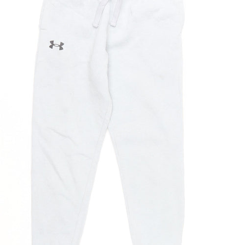 Under Armour Boys White Jogger Sweatpants M Comfortable Cotton Blend
