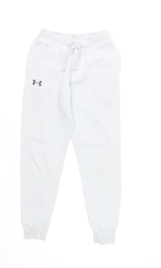 Under Armour Boys White Jogger Sweatpants M Comfortable Cotton Blend