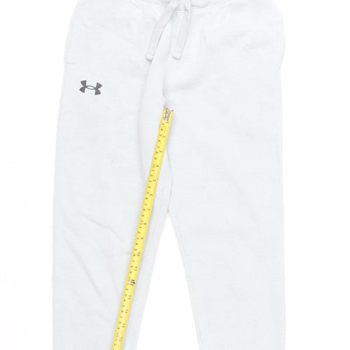Under Armour Boys White Jogger Sweatpants M Comfortable Cotton Blend