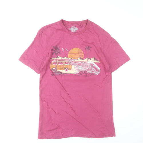 FatFace Men’s Pink Beach Graphic Crew Neck T-Shirt Size S