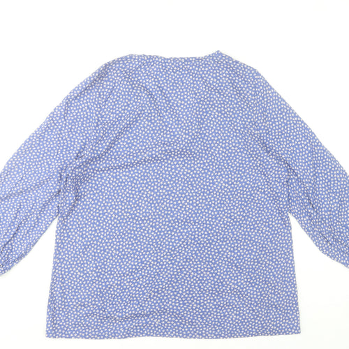 Fat Face Women Blue Floral V-Neck Tunic Blouse UK 14