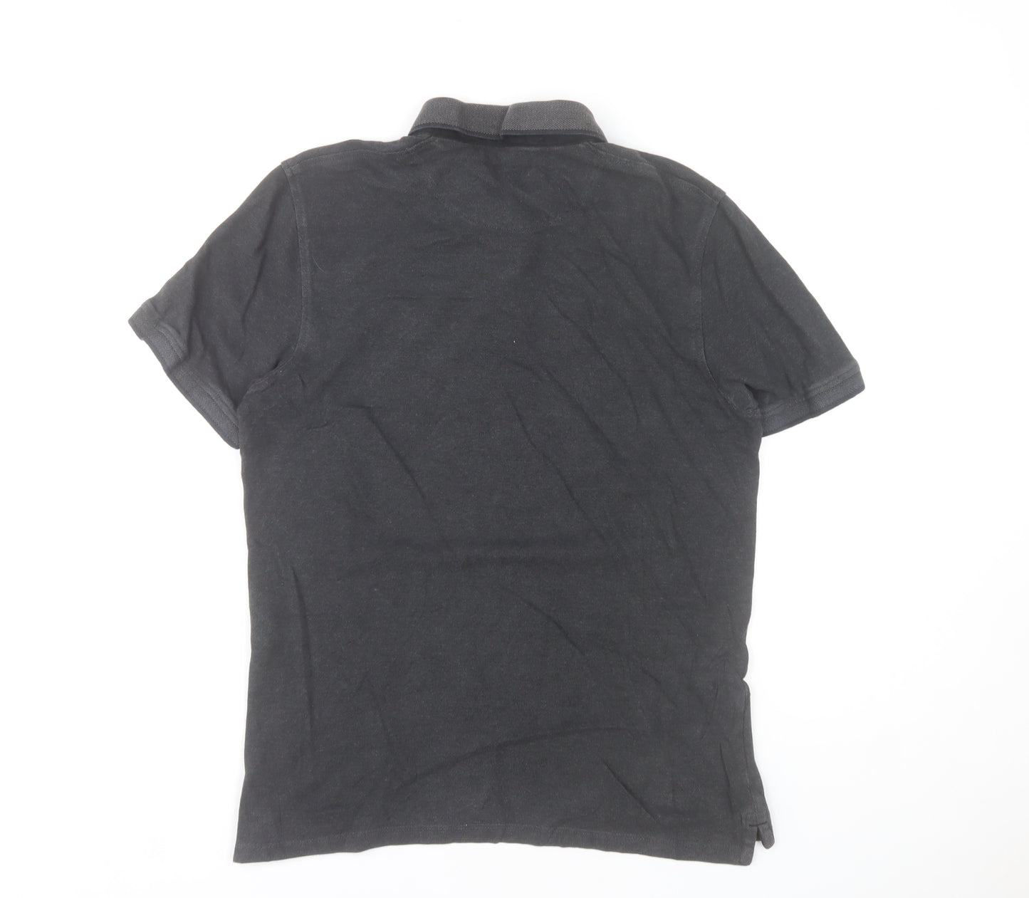 Jack & Jones Men’s Dark Grey Short Sleeve Polo Shirt Size L Cotton Blend