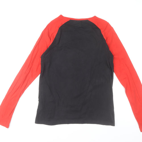 Manchester United Boys Black & Red Long Sleeve Cotton T-Shirt 14-15 Years