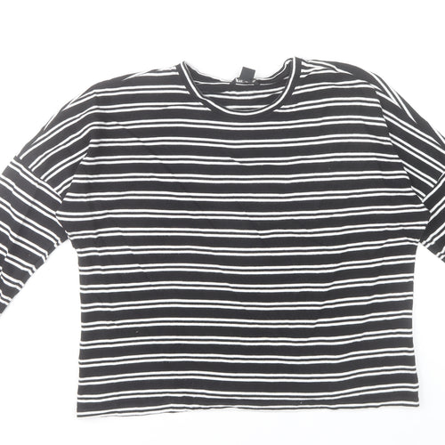 Monki Women's Black White Striped Cotton Long Sleeve T-Shirt Size S