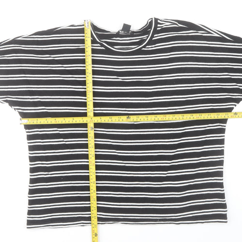 Monki Women's Black White Striped Cotton Long Sleeve T-Shirt Size S