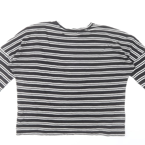 Monki Women's Black White Striped Cotton Long Sleeve T-Shirt Size S