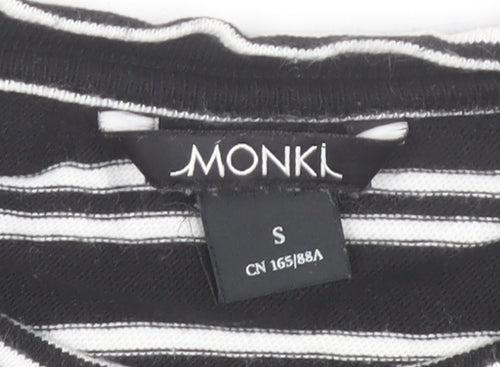 Monki Women's Black White Striped Cotton Long Sleeve T-Shirt Size S