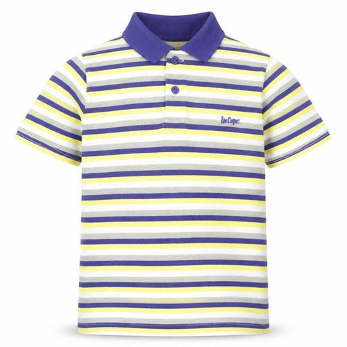 Lee Cooper Boys Multicoloured Striped Polo Shirt 9-10 Years Cotton Blend