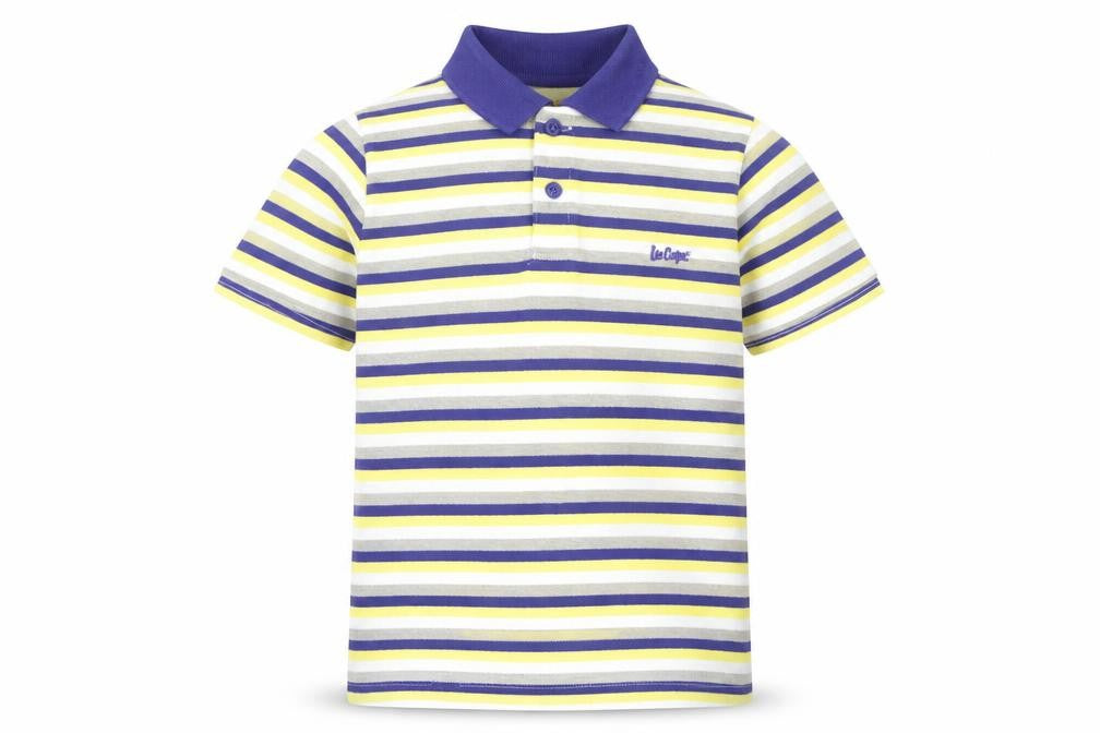 Lee Cooper Boys Multicoloured Striped Polo Shirt 9-10 Years Cotton Blend