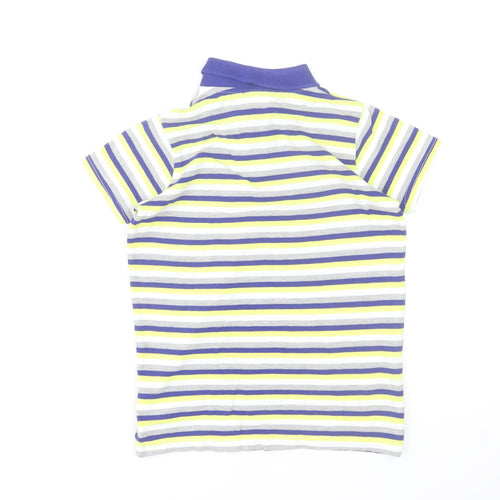 Lee Cooper Boys Multicoloured Striped Polo Shirt 9-10 Years Cotton Blend