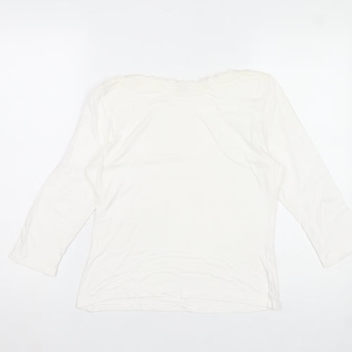 Berkertex Women’s White Lace Neck 3/4 Sleeve Viscose Top Size 16