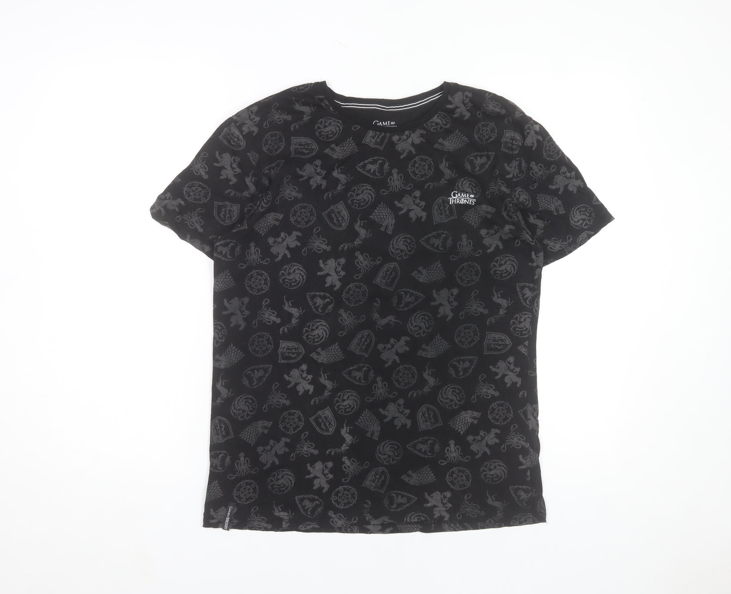 Game of Thrones Men’s Black Cotton Short Sleeve Crew Neck T-Shirt Size S