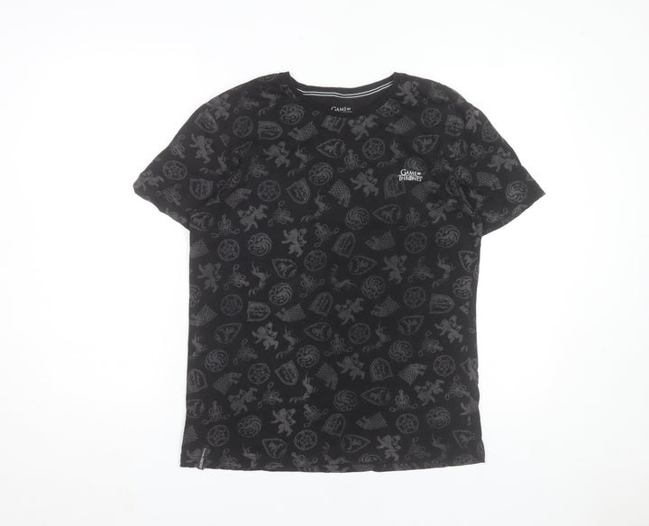 Game of Thrones Men’s Black Cotton Short Sleeve Crew Neck T-Shirt Size S