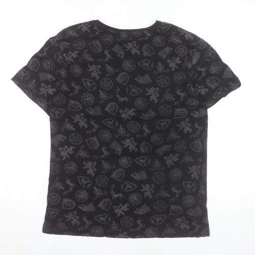 Game of Thrones Men’s Black Cotton Short Sleeve Crew Neck T-Shirt Size S