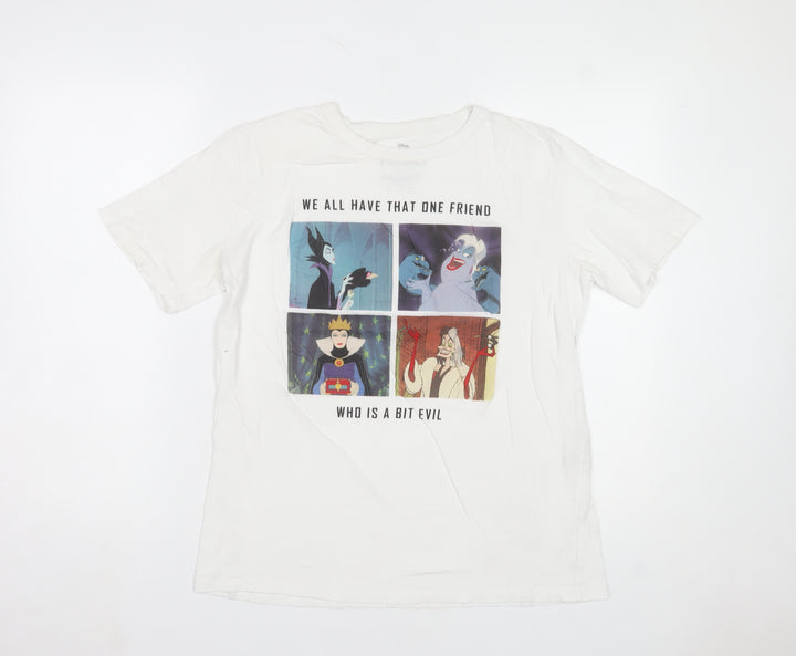 Pull&Bear Disney Villains White Women's T-Shirt Size 12 Short Sleeve
