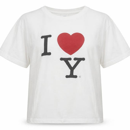 Starworld Women White I Love NY Cotton T-Shirt L Short Sleeve