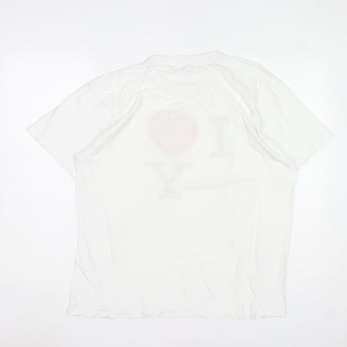 Starworld Women White I Love NY Cotton T-Shirt L Short Sleeve