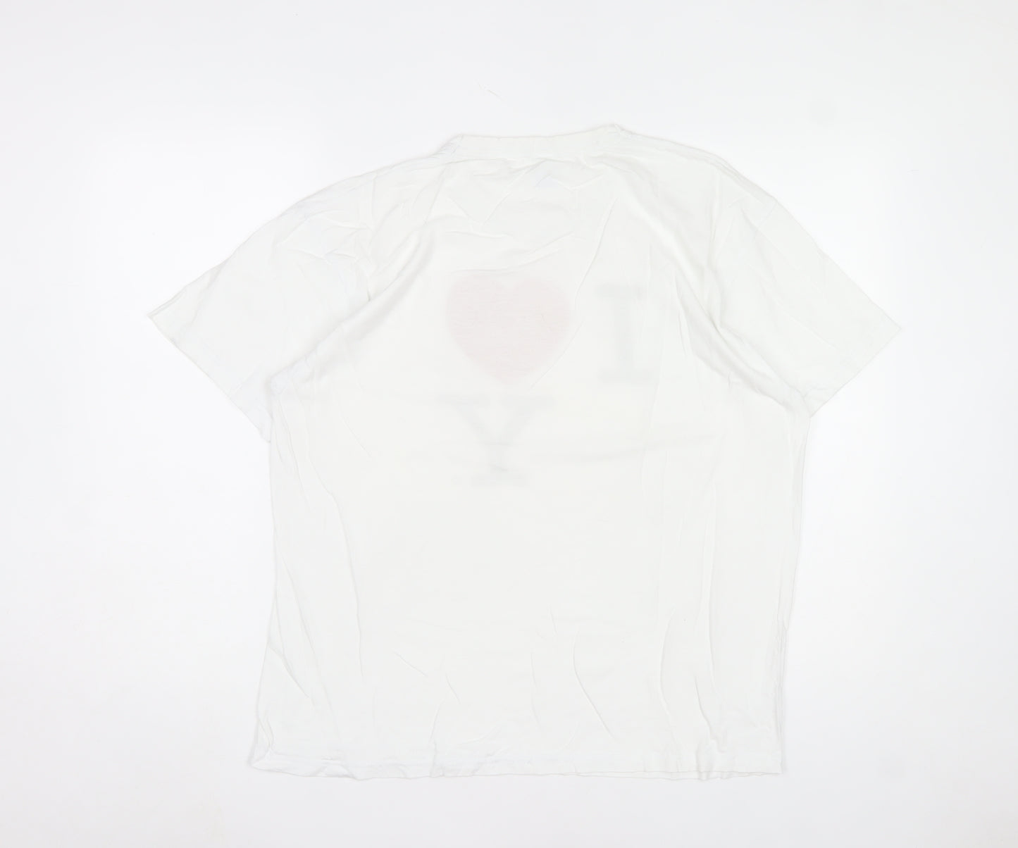 Starworld Women White I Love NY Cotton T-Shirt L Short Sleeve