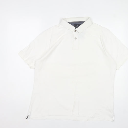 Marks and Spencer Men's White Cotton Polo Shirt Size L Regular Fit