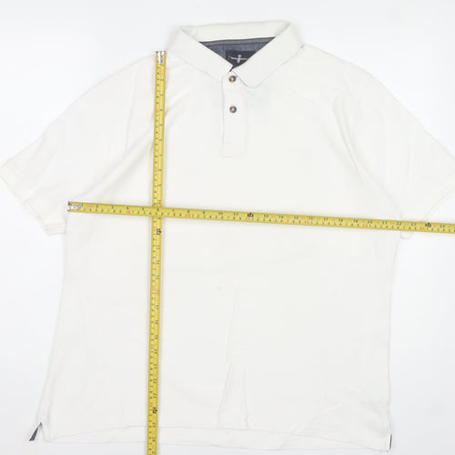 Marks and Spencer Men's White Cotton Polo Shirt Size L Regular Fit