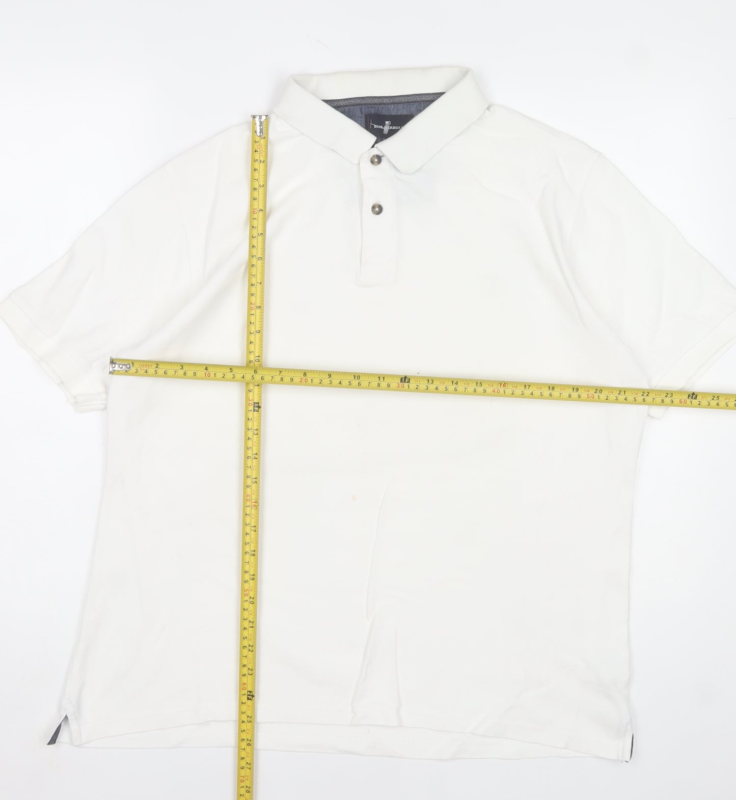 Marks and Spencer Men's White Cotton Polo Shirt Size L Regular Fit