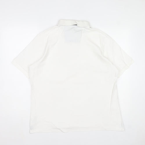 Marks and Spencer Men's White Cotton Polo Shirt Size L Regular Fit