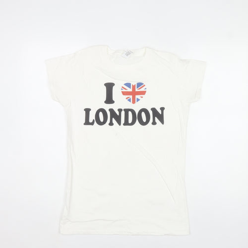 Gildan Women White I Love London Cotton T-Shirt Size L