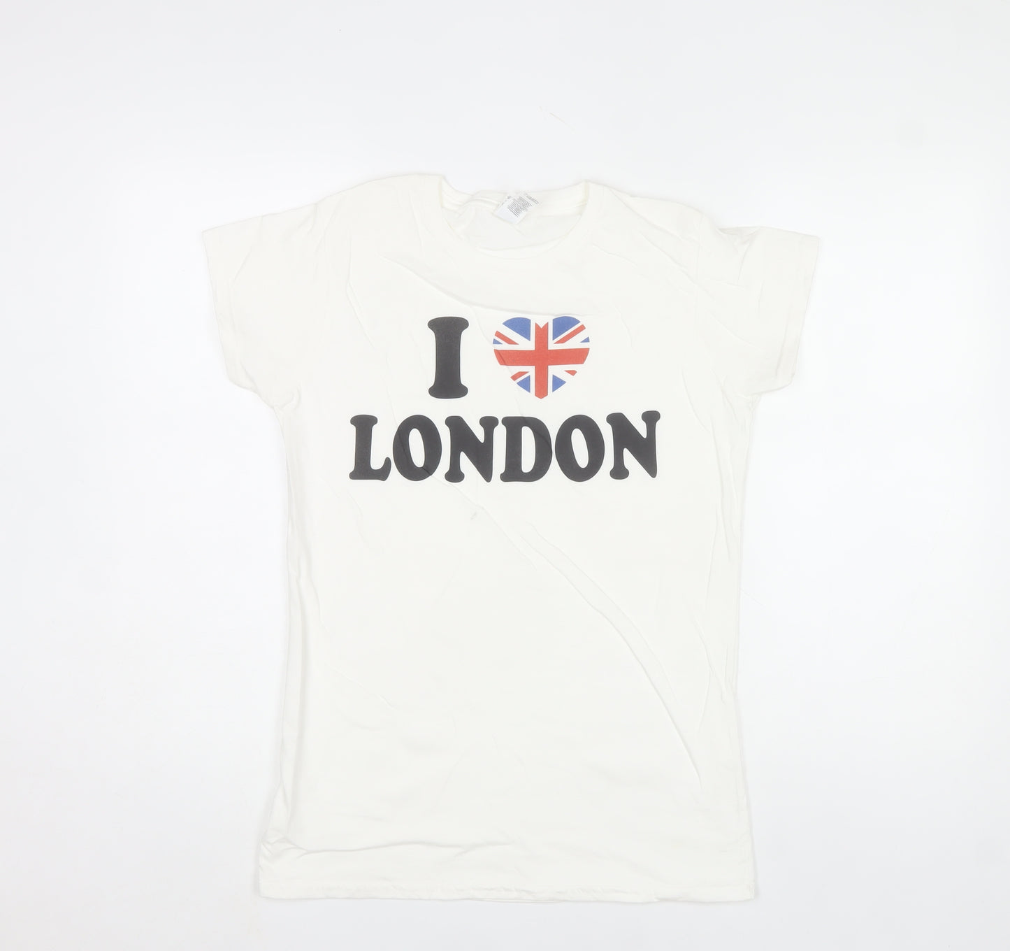 Gildan Women White I Love London Cotton T-Shirt Size L