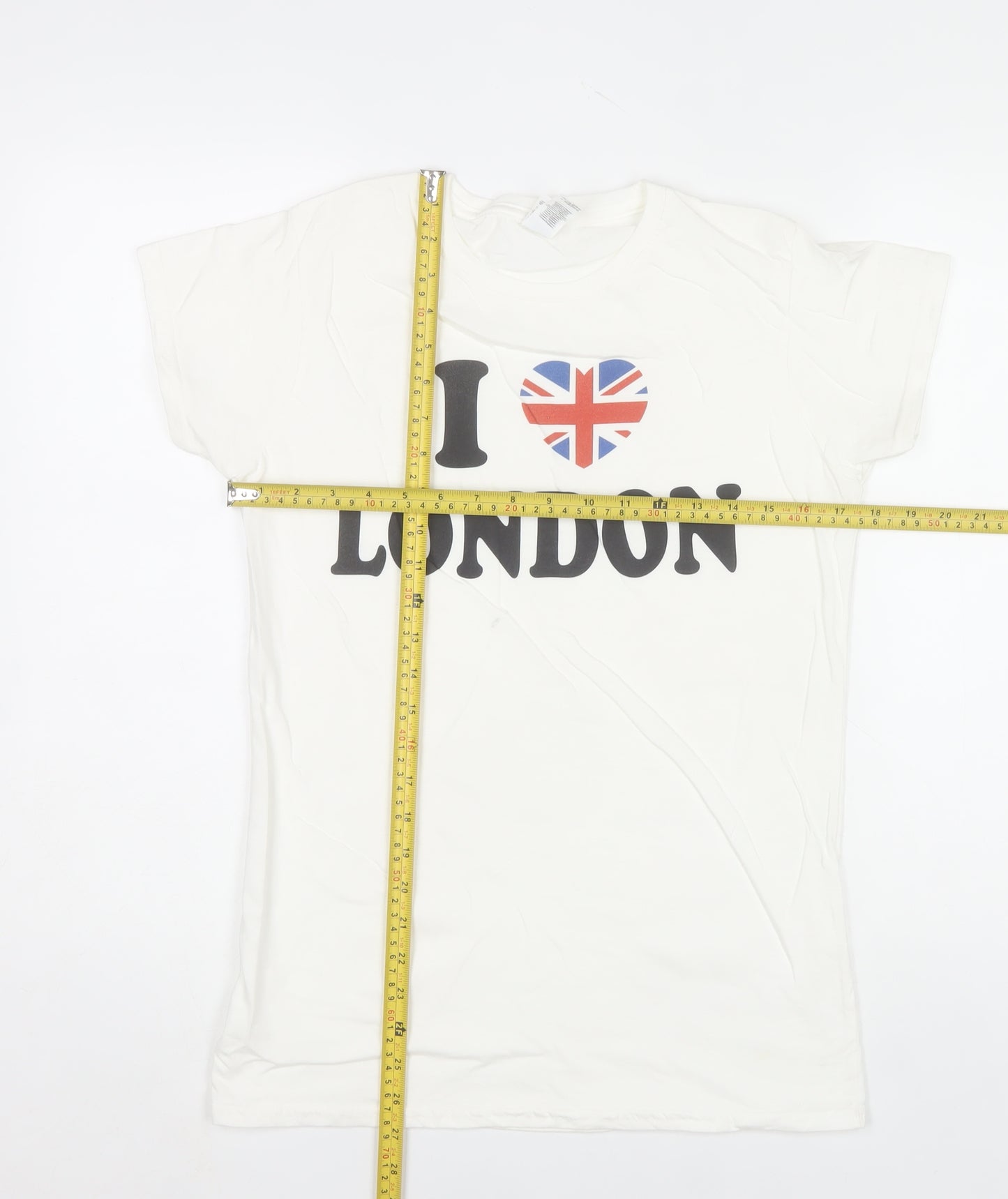 Gildan Women White I Love London Cotton T-Shirt Size L