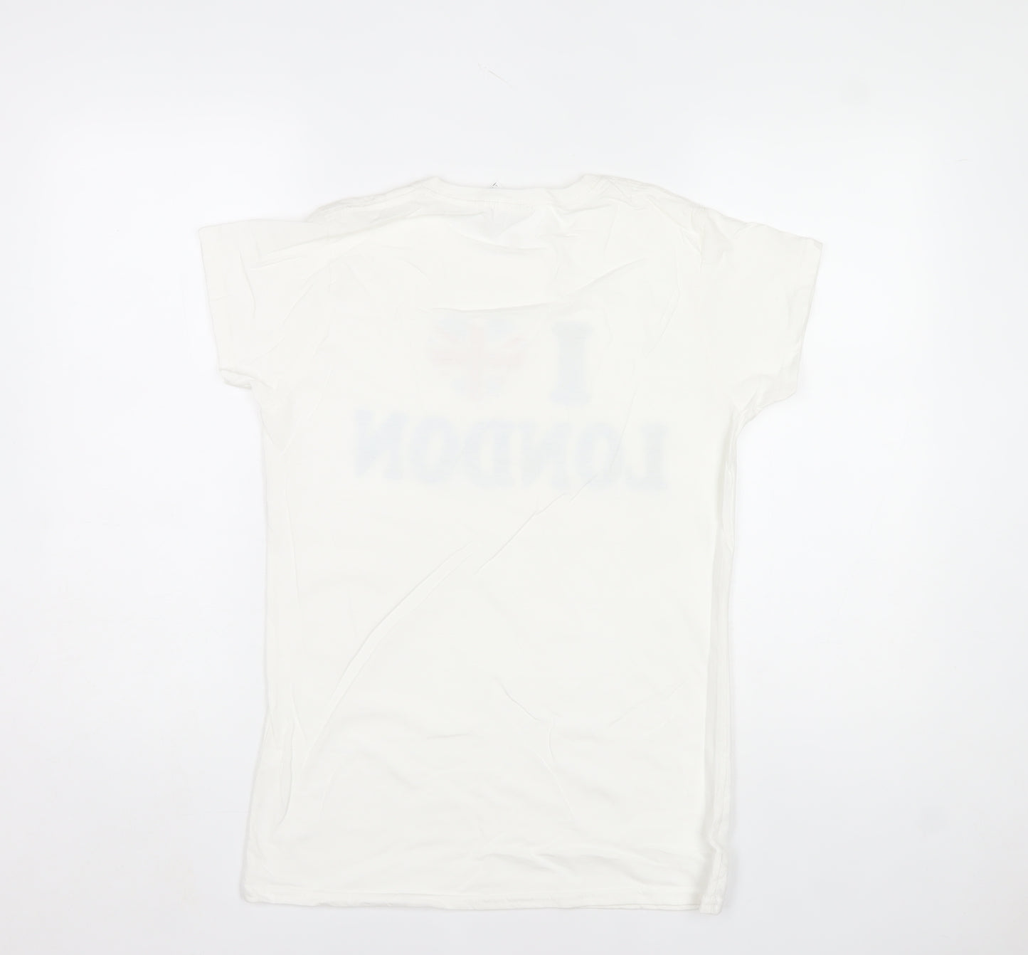 Gildan Women White I Love London Cotton T-Shirt Size L