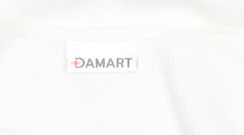 Damart Womens White L Cotton Embroidered Short Sleeve T-Shirt