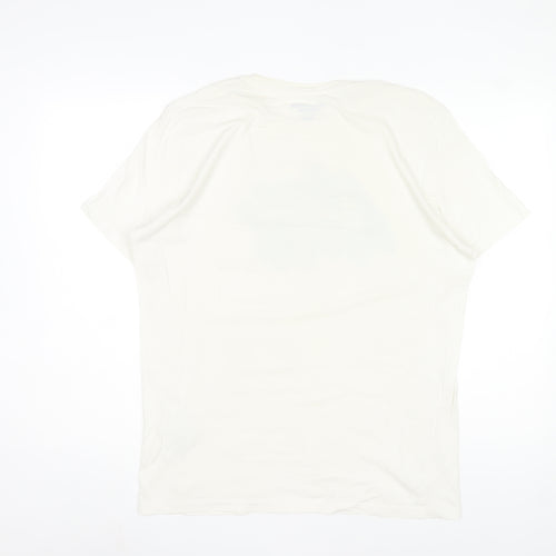 Jack & Jones Men's White Graphic Print T-Shirt Size L Regular Fit