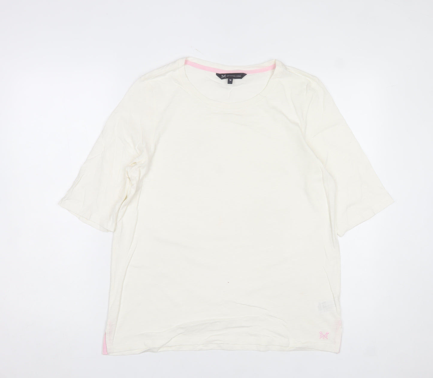 Crew Clothing Company Women's Ivory Size 14 Basic Cotton T-Shirt