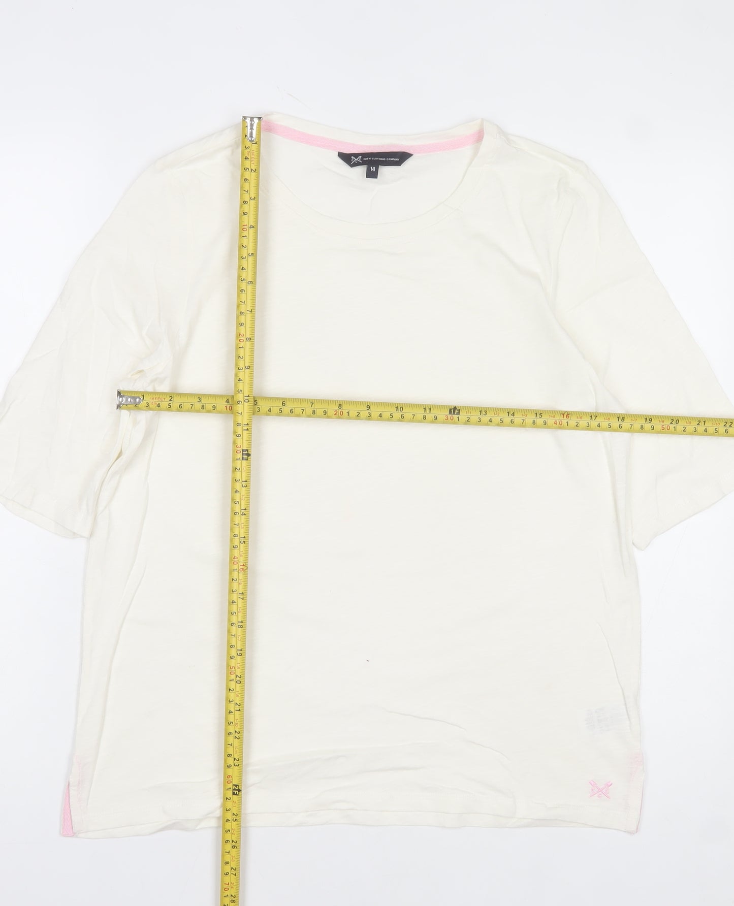 Crew Clothing Company Women's Ivory Size 14 Basic Cotton T-Shirt