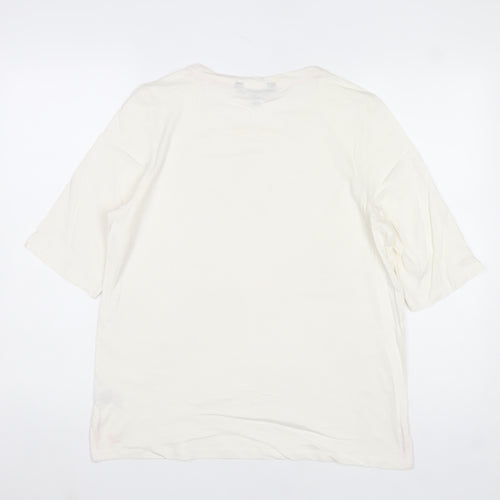 Crew Clothing Company Women's Ivory Size 14 Basic Cotton T-Shirt