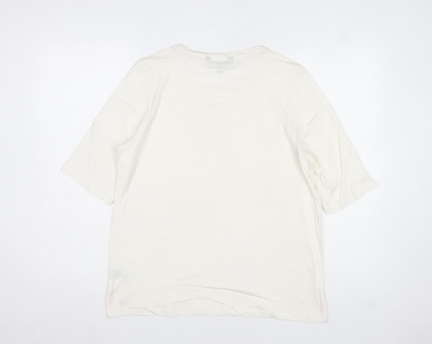 Crew Clothing Company Women's Ivory Size 14 Basic Cotton T-Shirt