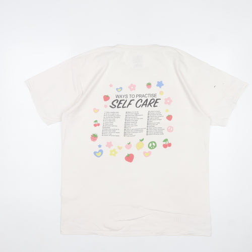 Daisy Street Women’s White Self Care Graphic T-Shirt Size 10 M