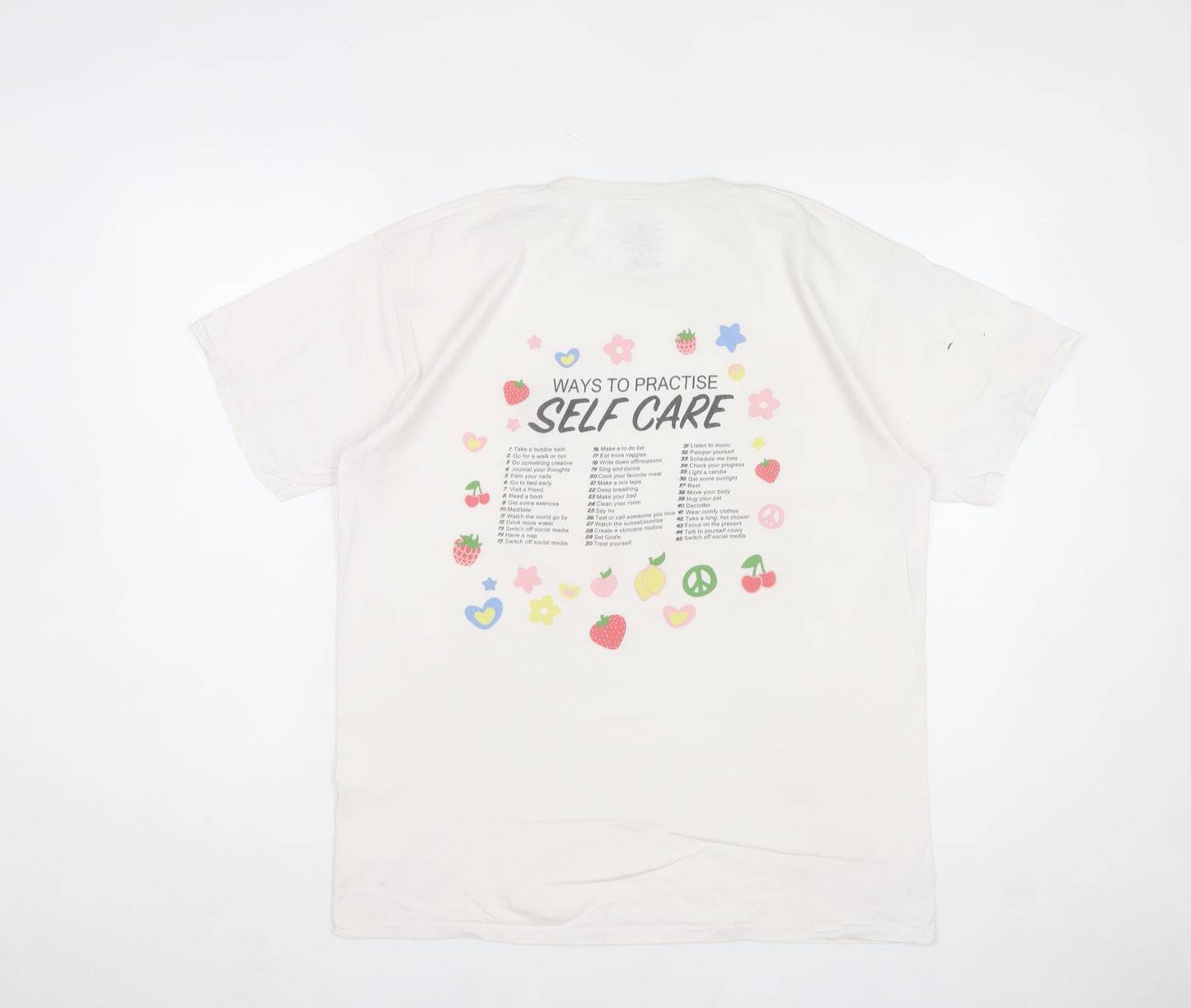 Daisy Street Women’s White Self Care Graphic T-Shirt Size 10 M