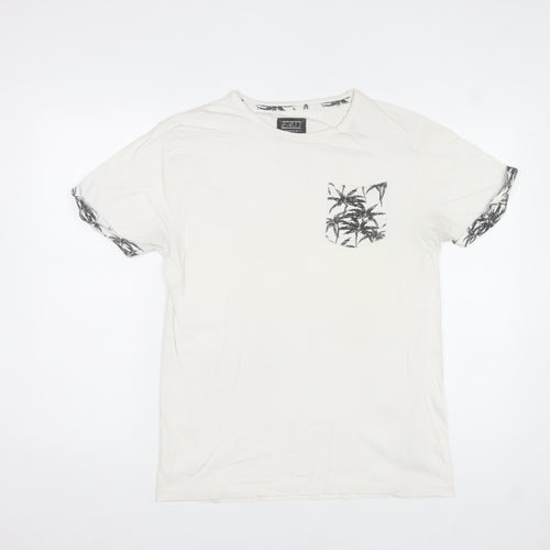 DStruct Men's White Palm Print Pocket T-Shirt Small
